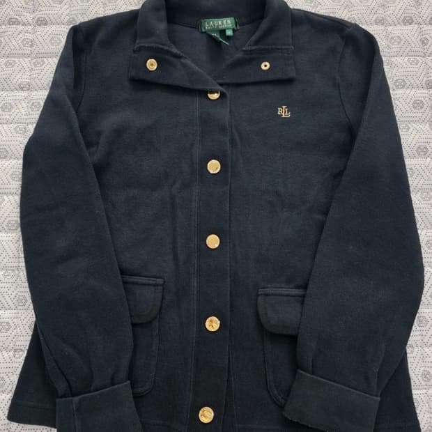 로렌 랄프로렌 금장버튼 니트 가디건 블랙 ~55