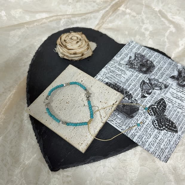 빈티지 별 터키석 조절 팔찌