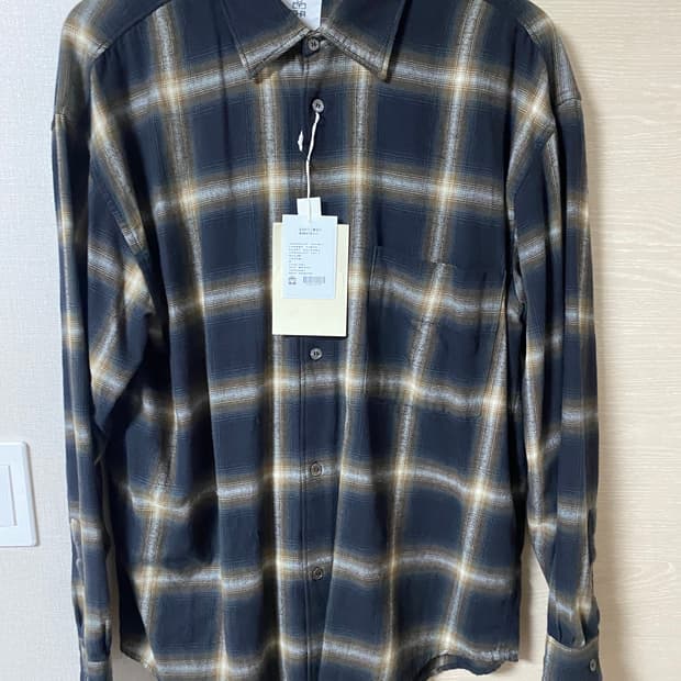 [2] 폴리테루 루즈드 체크 셔츠 데미지드 잉크 브라운