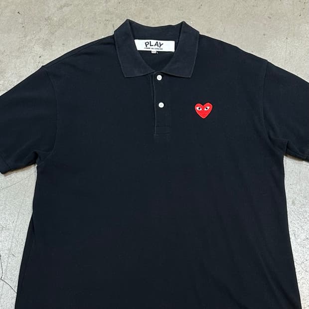 XXL 꼼데가르송 블랙 카라 반팔티