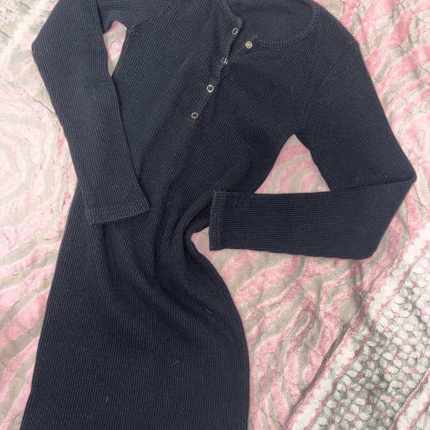 블랙 골지 원피스