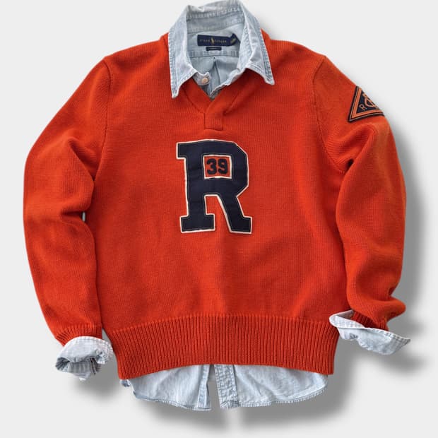 폴로 랄프로렌 럭비 00‘s 레터맨 해비울 컬리지 니트