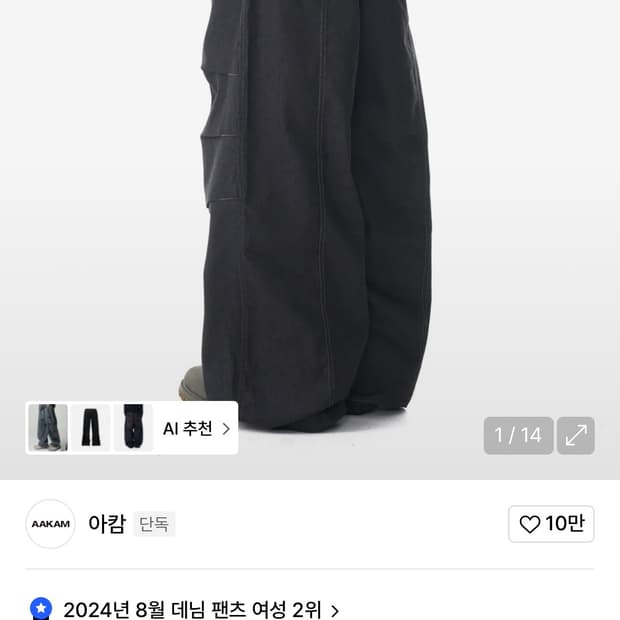 아캄 98 Printed Knee Pin-tuck Denim Pants