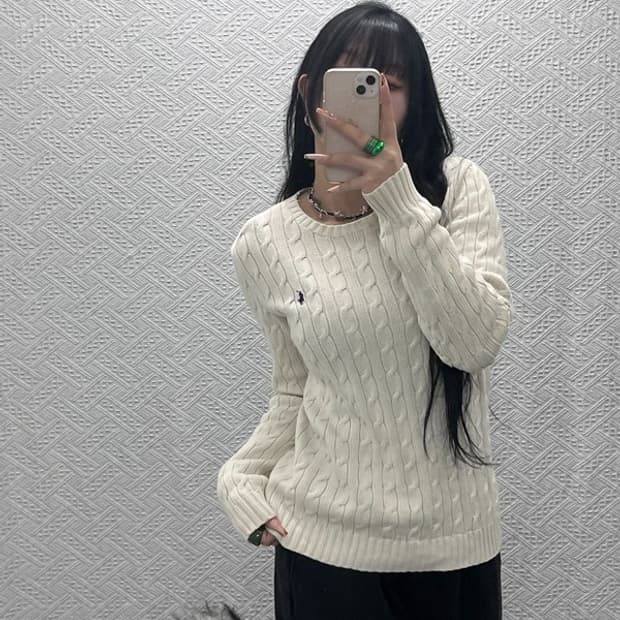 폴로 랄프로렌 빈티지 캐주얼 여리핏 꽈배기 니트 L C08214