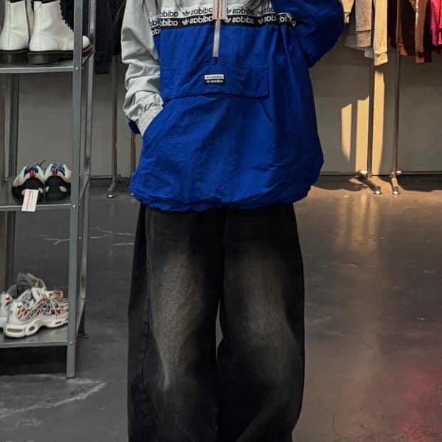 아디다스 R.Y.V 윈드 트랙탑 블루 아노락 자켓 A3494