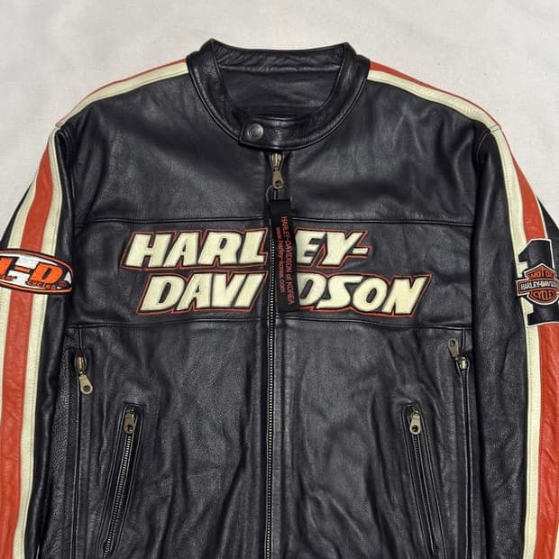 L 할리데이비슨 토크 제뉴원 라이딩 레더 자켓