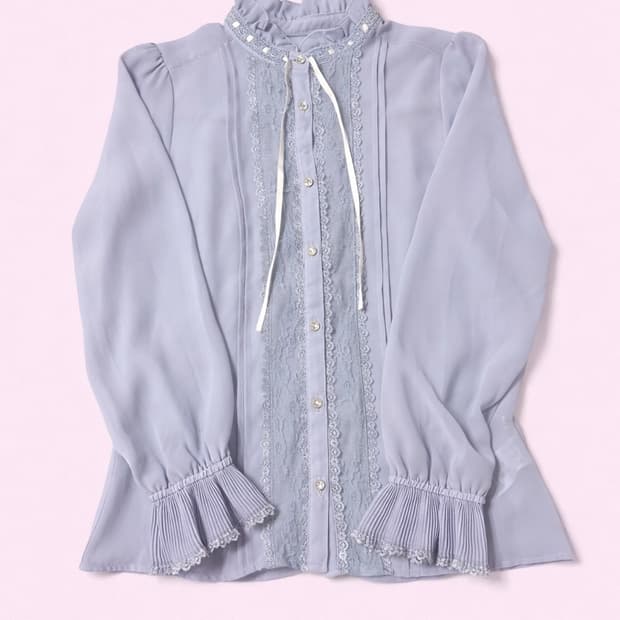 엑시즈팜 레이스 프릴 블라우스