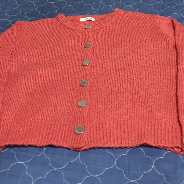 시크릿라벨 크롭 니트 가디건 버건디 (M)