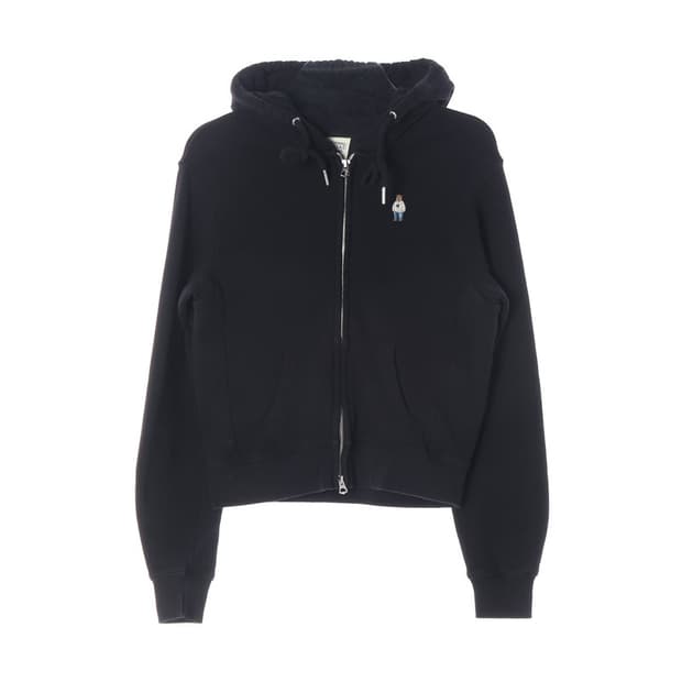 WHO.A.U 베어자수 크롭 후드집업 S