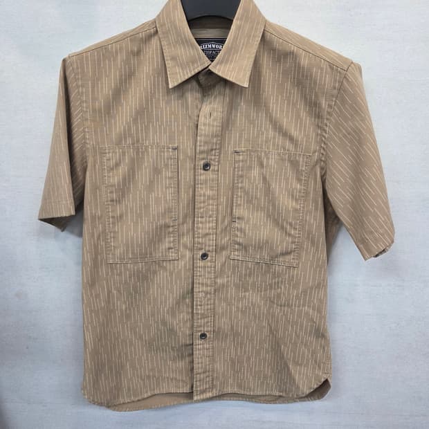 프리즘웍스 립스타 스트라이프 패턴 세로포켓 코튼 셔츠반팔 m