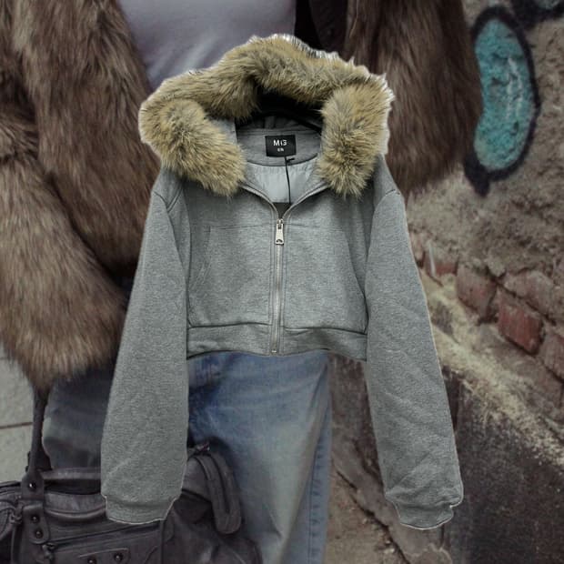 퍼 크롭 후드집업