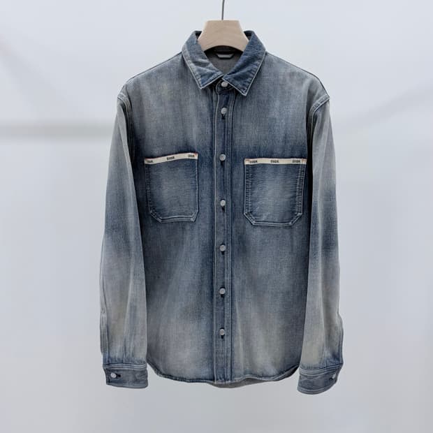 [S+급/37] 디올 셀비지 포켓 로고 워싱 데님 셔츠 자켓