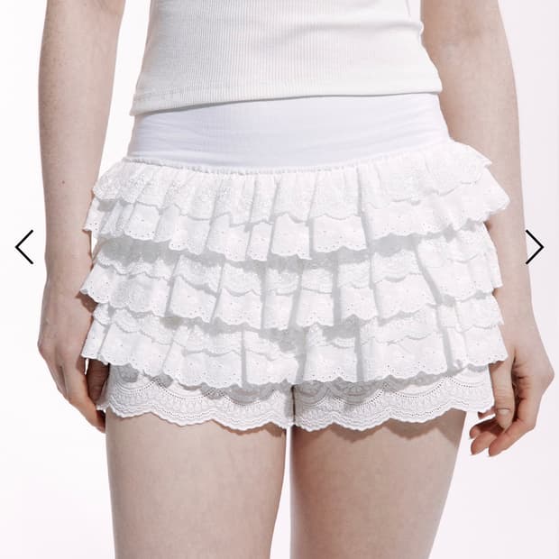 러프넥 LACE TUTU PANTS SKIRT WHITE