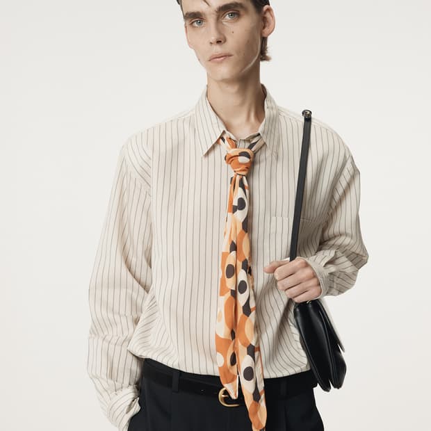 [정가이하판매] 렉토 25FW 레아 스트라이프 셔츠 베이지