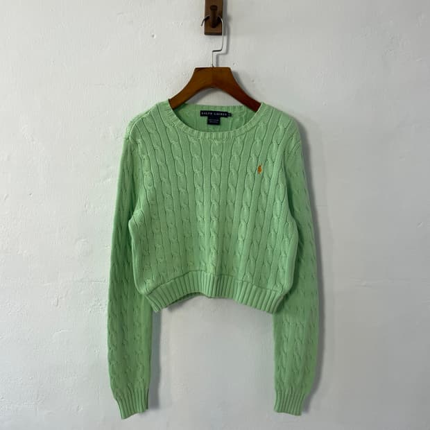 폴로 랄프로렌 케이블 크롭 니트 