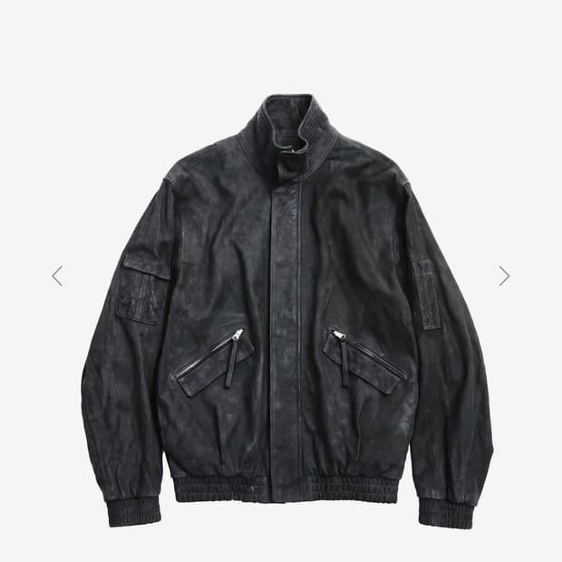 (구매) WASHED BOMBER LEATHER JACKET 블랙L