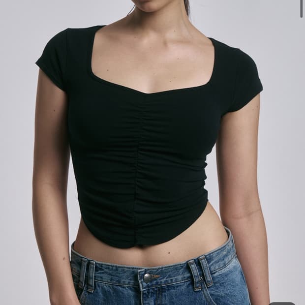 플노팔 플리즈노팔로우 달린탑 반팔 블랙