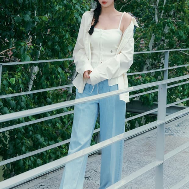 시티브리즈 텐셀 투 턱 와이드 데님 팬츠 봄 여름 청바지