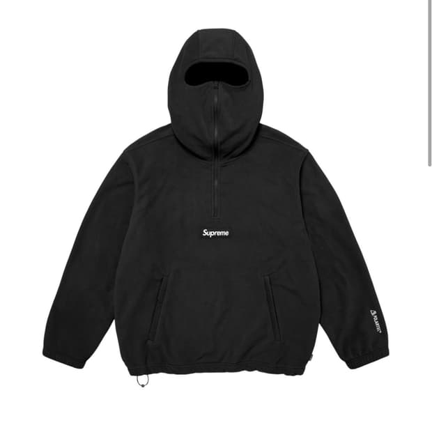 슈프림 폴라텍 페이스 마스크 하프 집 후드 스웨트셔츠 블랙
