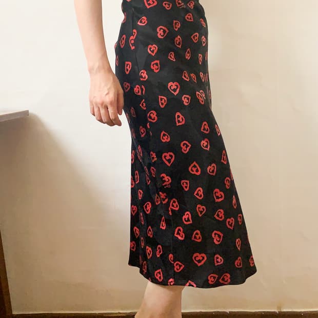 [FR36] 루즈 후즈 Rouje 하트 패턴 롱 스커트