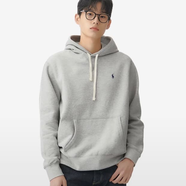 폴로 그레이 후드티