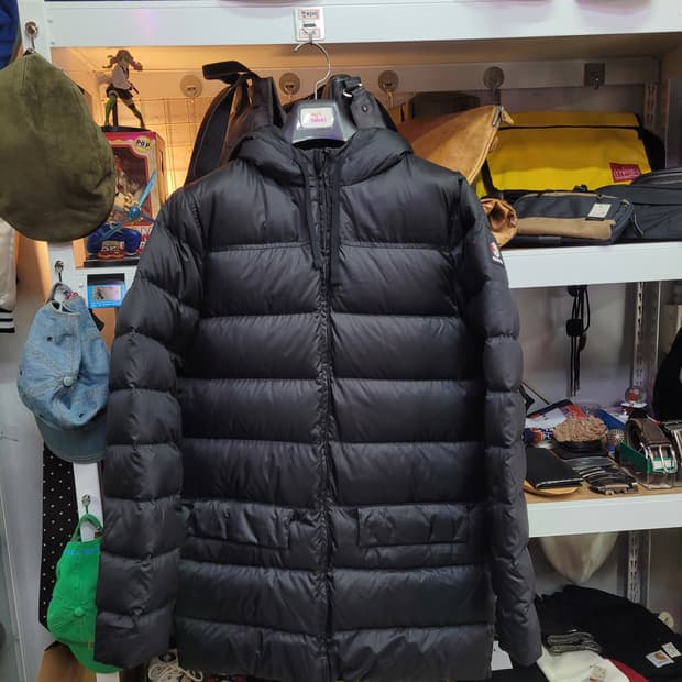 Reebok 리복 블랙 후드 롱 패딩 오리털 점퍼