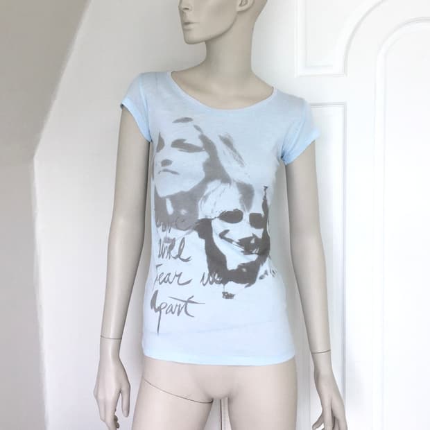 Baby Blue Vintage print Top