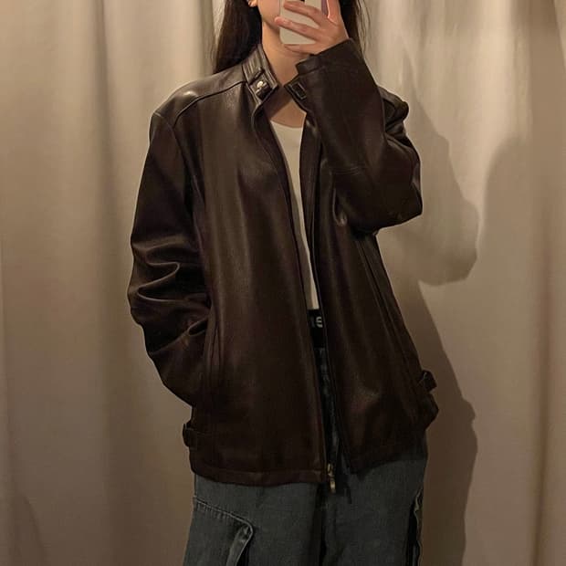 DAYSON 양가죽 자켓 브라운