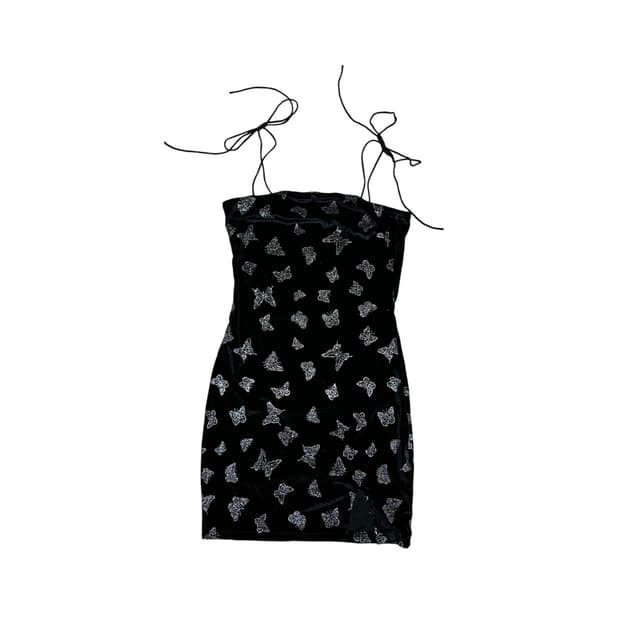 black Butterfly Velvet Sexy Mini dress