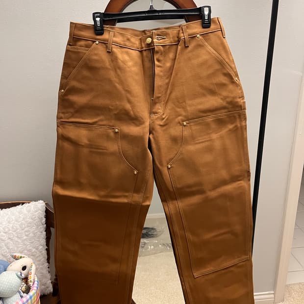 [새상품/택포함] 칼하트 B01 루즈핏 펌 덕 더블니 워크 팬츠 브라운 