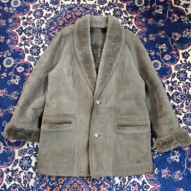 CAREER 빈티지 양가죽 양털 카라넥 무스탕 자켓 