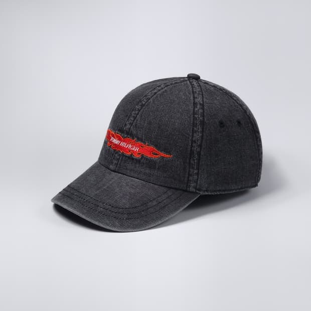 타미힐피거 흑청 빈티지 볼캡 모자