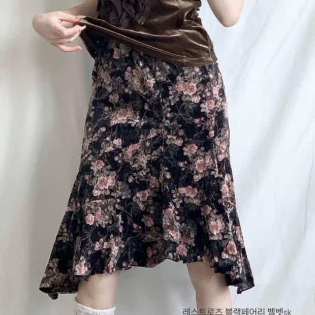히메갸루 라떼갸루 페어리 빈티지 모리걸 오월 빈티지 벨벳 장미 스커트
