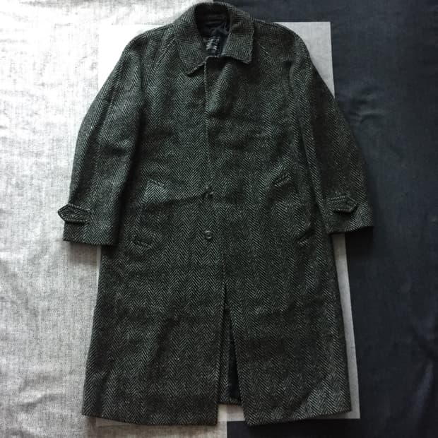80s 버버리 트위드 발마칸 코트