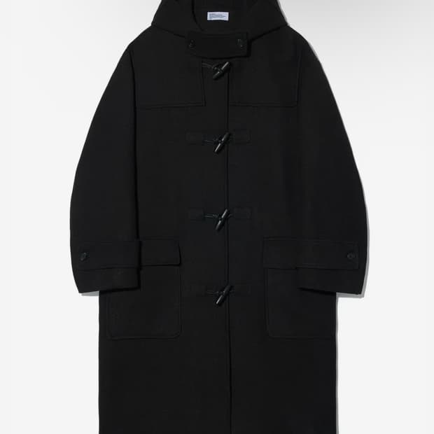 파르티멘토 오버사이즈 멜톤 더플 롱코트 블랙 M