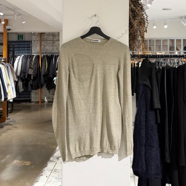 질샌더 베이지 캐시미어 크루넥 니트 스웨터