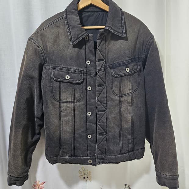 COOR 머드 다잉 패디드 데님 자켓 (워시드블랙)