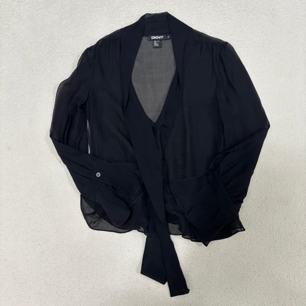 (실측 참고) DKNY 시스루 타이 블라우스 1205