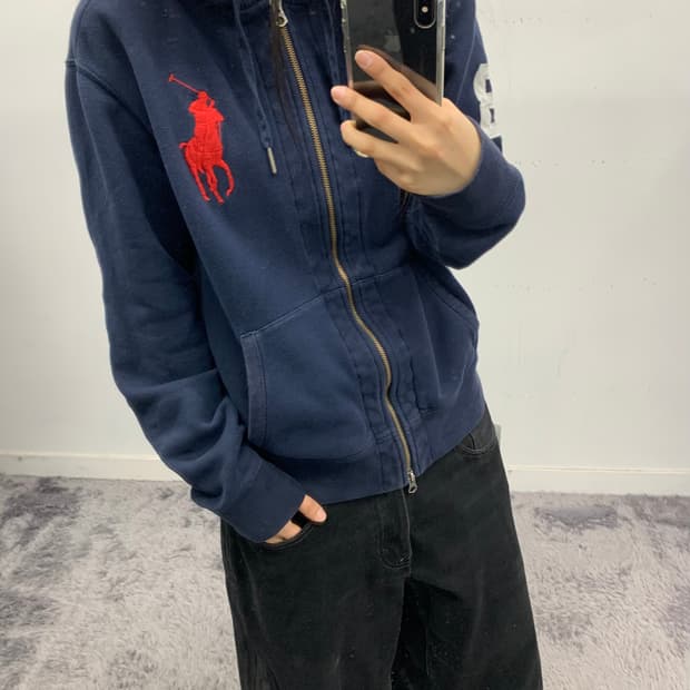 폴로 네이비 빅포니 치프키프 후드집업
