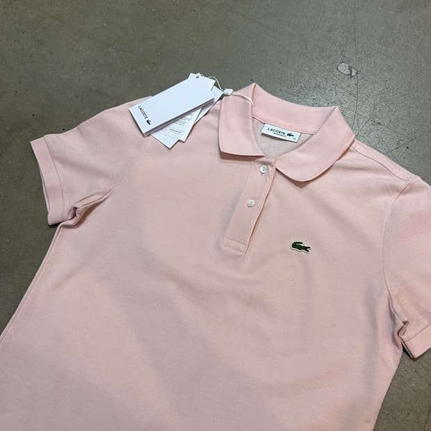 34 새상품 라코스테 여성용 레귤러핏 연핑크 반팔 카라티