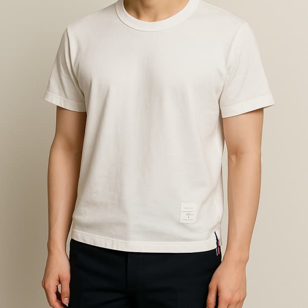 톰브라운 재팬 센터백 화이트 반팔 티셔츠_3