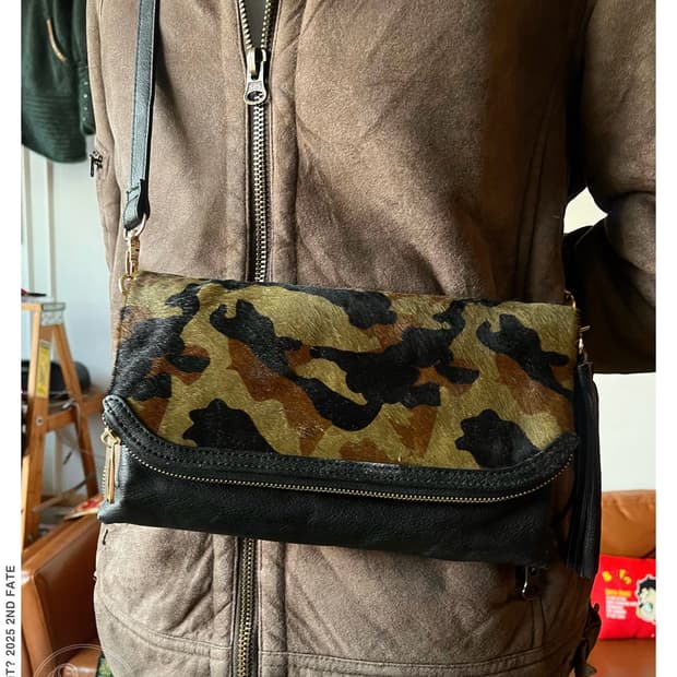 Karyn SEO Calf-Hair Leather Camo Bag