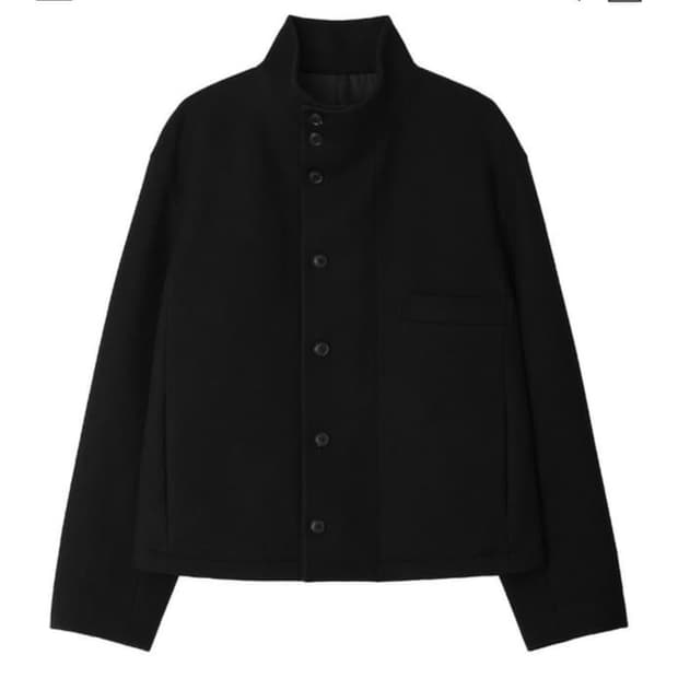 한블랙 STAND COLLAR CROPPED OVERCOAT