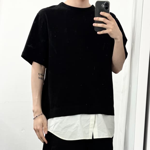 준지 셔츠 레이어드 반팔 티셔츠