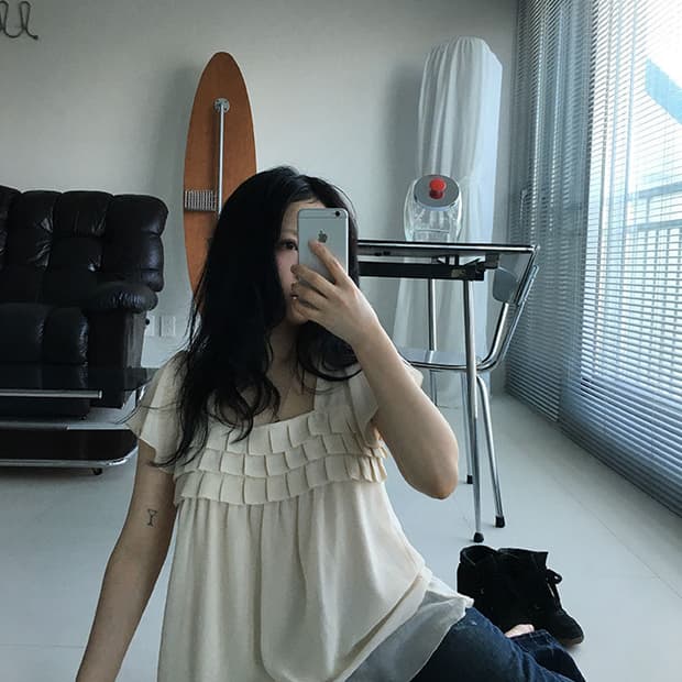 square neck ruffle blouse