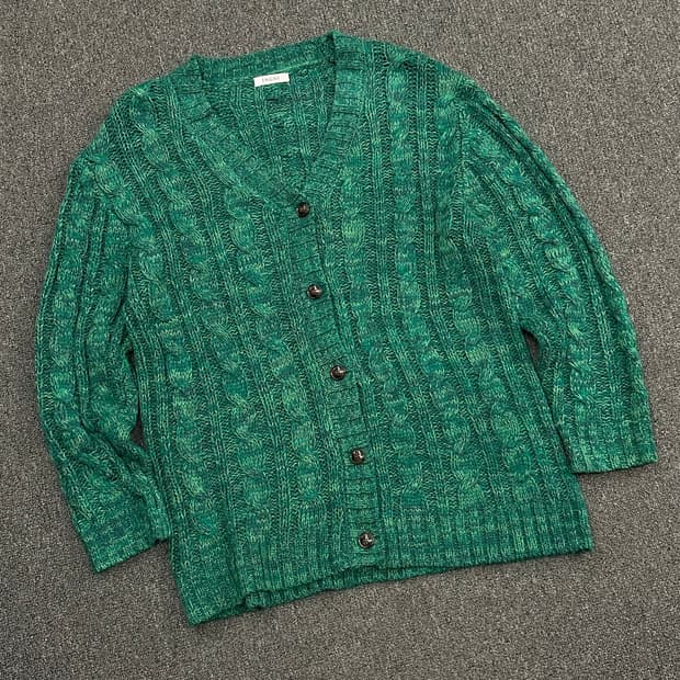 OS)INGNI 빈티지 여성 꽈배기 패턴 롱 가디건