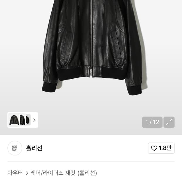 홀리선 캐피탈 레더 블루종 블랙 L