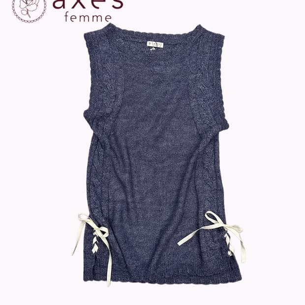 AXES FEMME navy lace-up wool vest