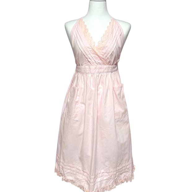 일본 빈티지 핑크 레이스 에이프런 히메감성