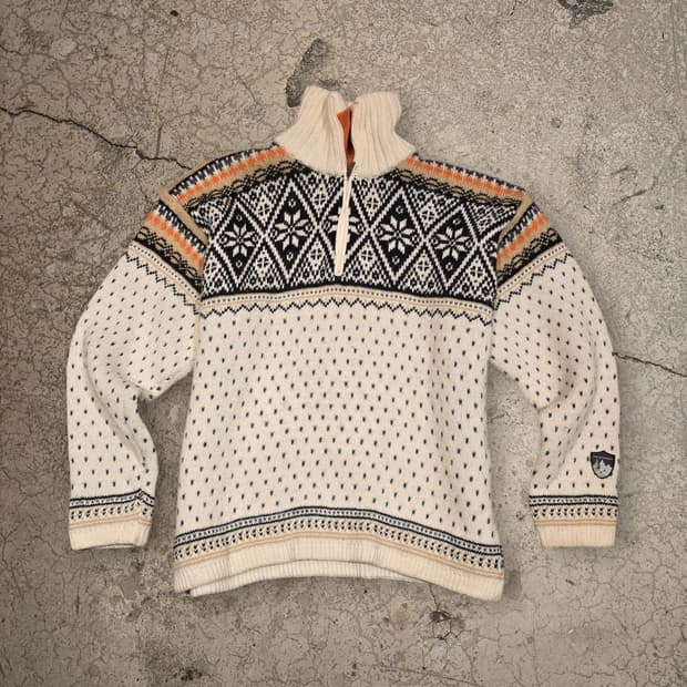 80s 엘리 캄파뇰 로 페어아일 하프집업 스웨터